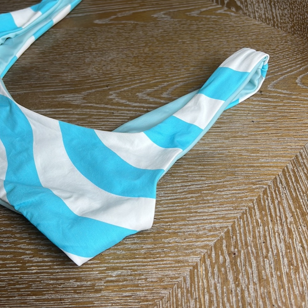 Solid & Striped Reversible Stripe/Solid Blue Biki… - image 2